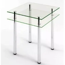 Glass dining table D-01-1 with tempered glass and chrome legs